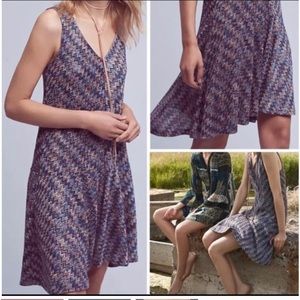 Anthropologie MAEVE Flounce Hem Chevron Knit Dress